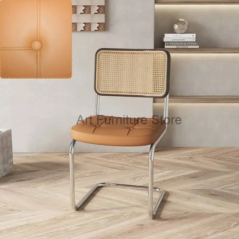 Silla nórdica móvil de ratán para oficina, sillas ergonómicas para cocina, comedor, restaurante, Muebles Para El Hogar, Muebles de jardín