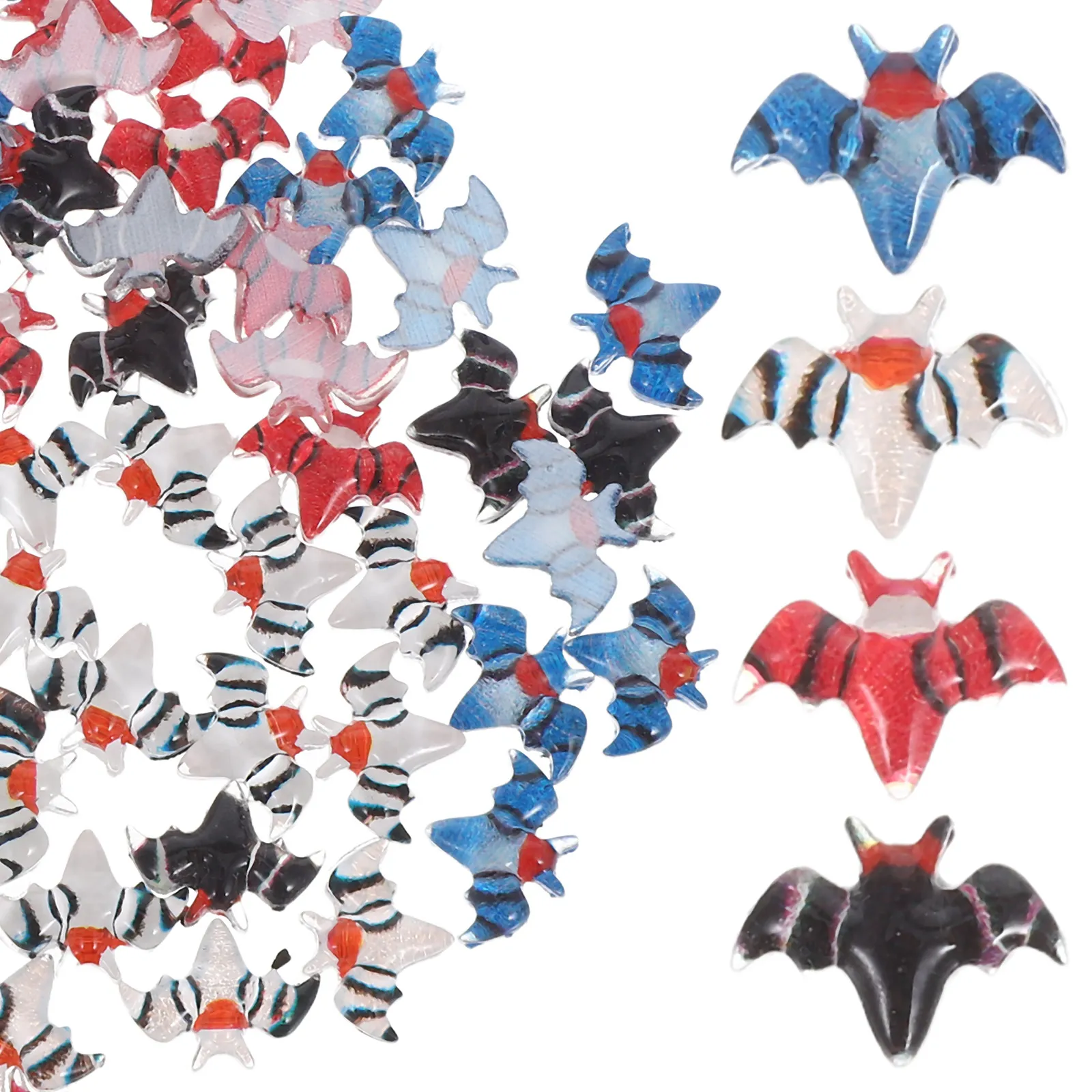 

80Pcs Halloween Mini Bats Resin Cartoon Tiny Bat Decorations Flat Backs for DIY Crafts Dollhouse Miniatures Scrapbooking Accents