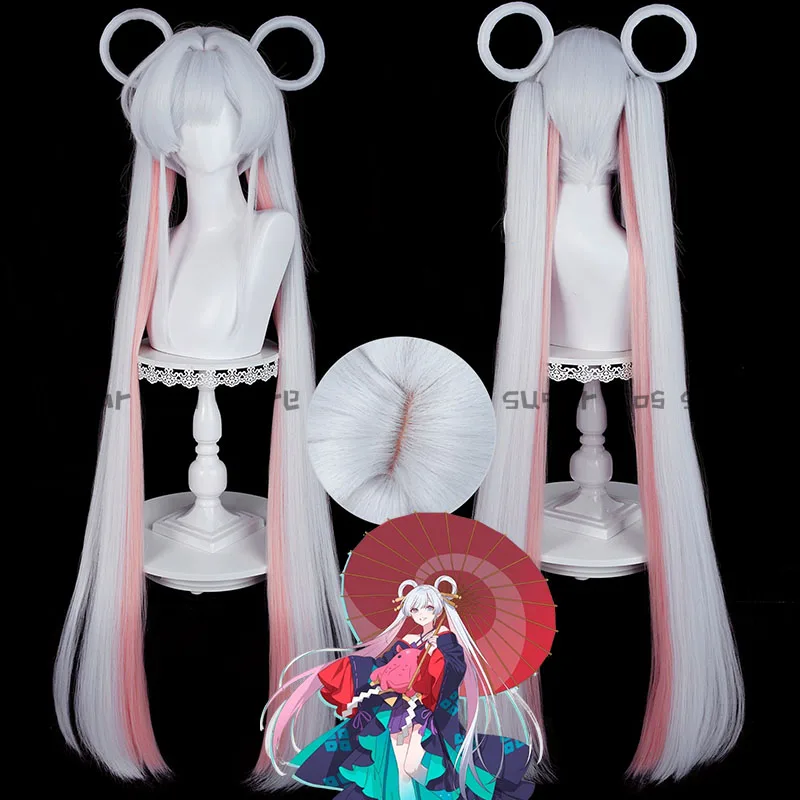 

Парик для косплея «Космическая принцесса Кагуя» Ячиё Цукими, серо-розовый, длинный хвост, Ячиё Рунами, для женщин и девушек, для Хэллоуина и вечеринок