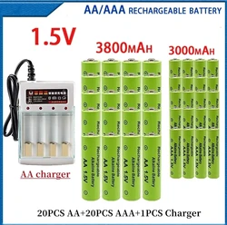 1.5V Rechargeable Battery, AAA3800 + AA 3000mAh+Charger, Alkaline Technology, Suitable for Remote Control, Toys / Computers, Etc