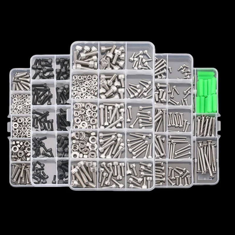 Cross Phillips Truss / Flat / Round Head Machine / Self Tapping Screws / Hex Socket Head Cap Allen Bolt Nut Washer Set Kit Box