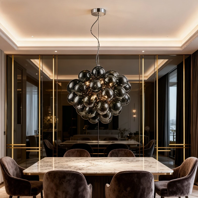 Nordic Design Bubble Chandelier for Children's Rooms Simple Glass Pendnt Lamp Colorful Bedroom and Dining Room Lighting Fixtures