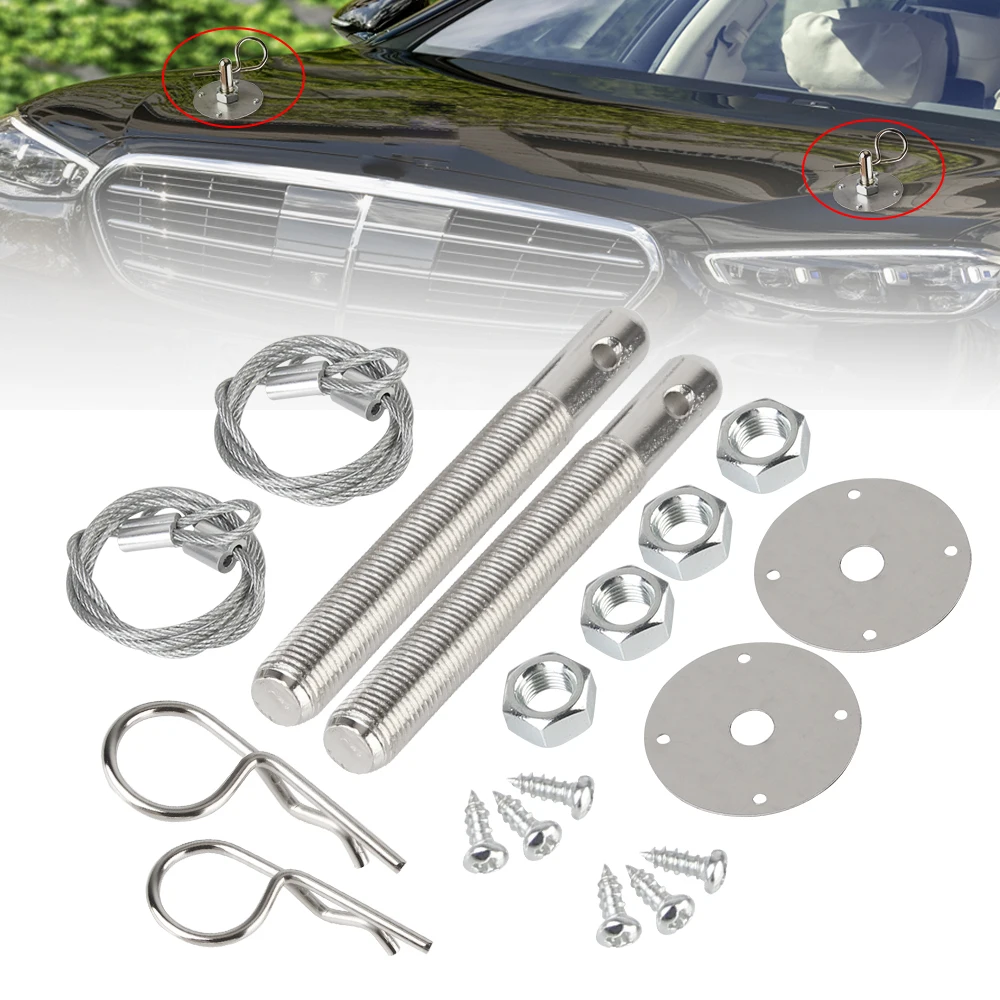 Uniwersalne uniwersalne ze stali nierdzewnej idealnie dopasowane do maski samochodu zestaw zapinana na klips akcesoria do modyfikacji mocowanie silnika kołka