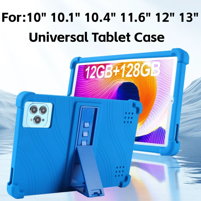 For 10" 10.1" 10.4" 11.6" 12" 13" Universal Tablet Case Super Shockproof Soft Silicone Protective Case Stand Cover (25cm*16cm)