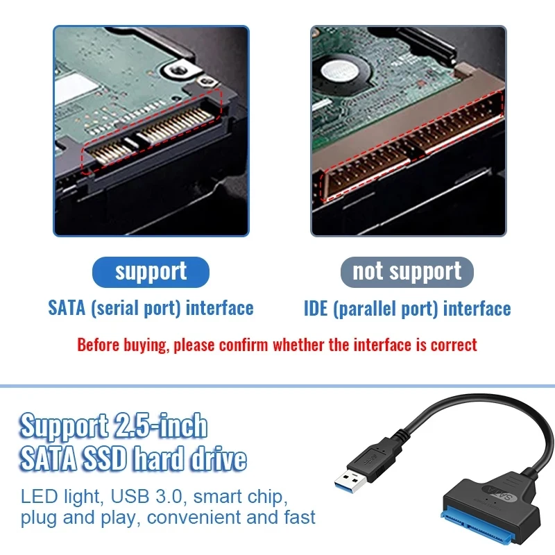 Usb Sata Cable Sata 3 To Usb 3.0 Computer Cables Connectors Usb 2.0 Sata Adapter Cable Support 2.5 Inches Ssd Hdd Hard Drive PC