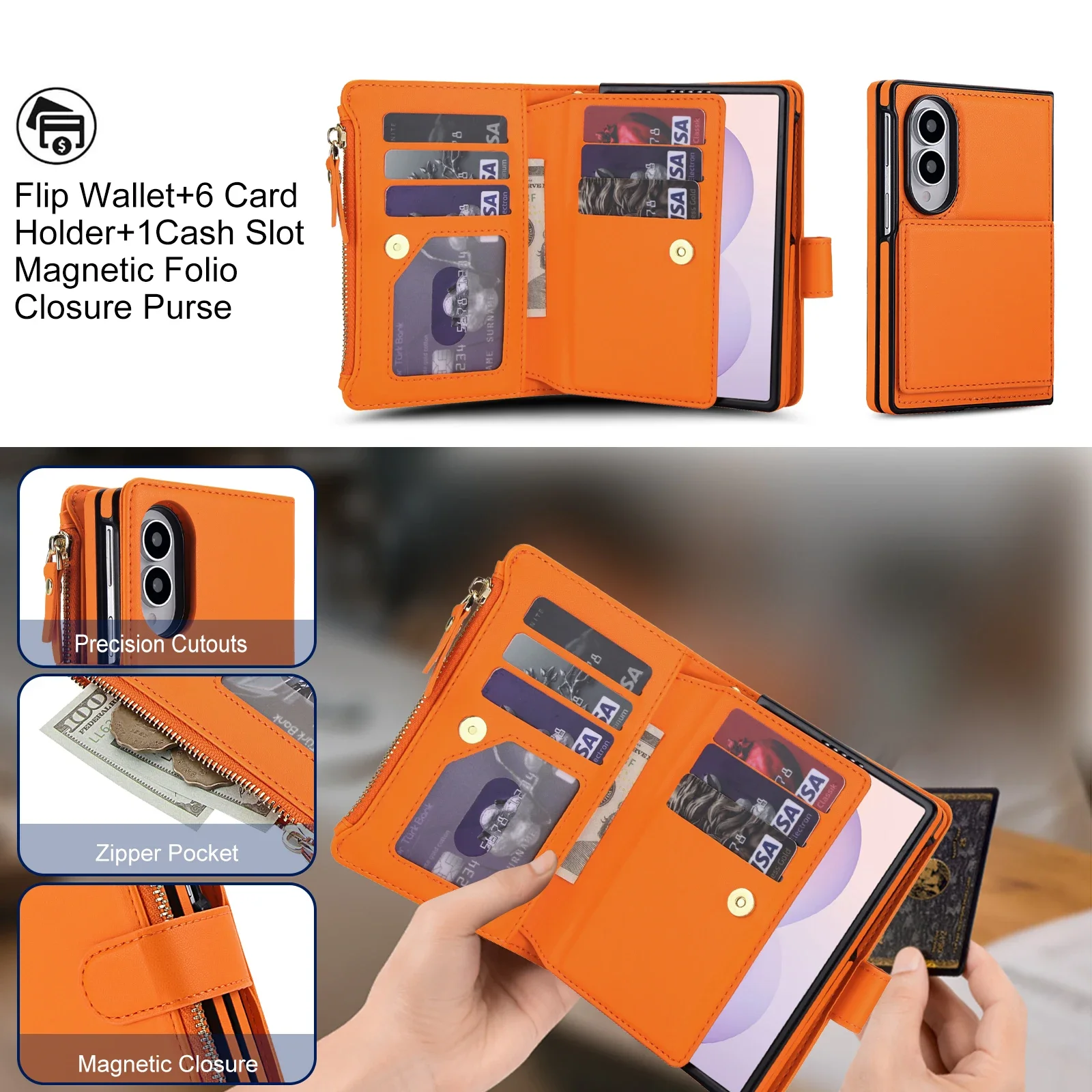 2 In 1 Crossbody Cards Slot Wallet Flip Leather Case For Samsung Galaxy Z Fold 8 Ultra 7 6 5 4 3 5G For Magsafe Book Stand Cover - view 2