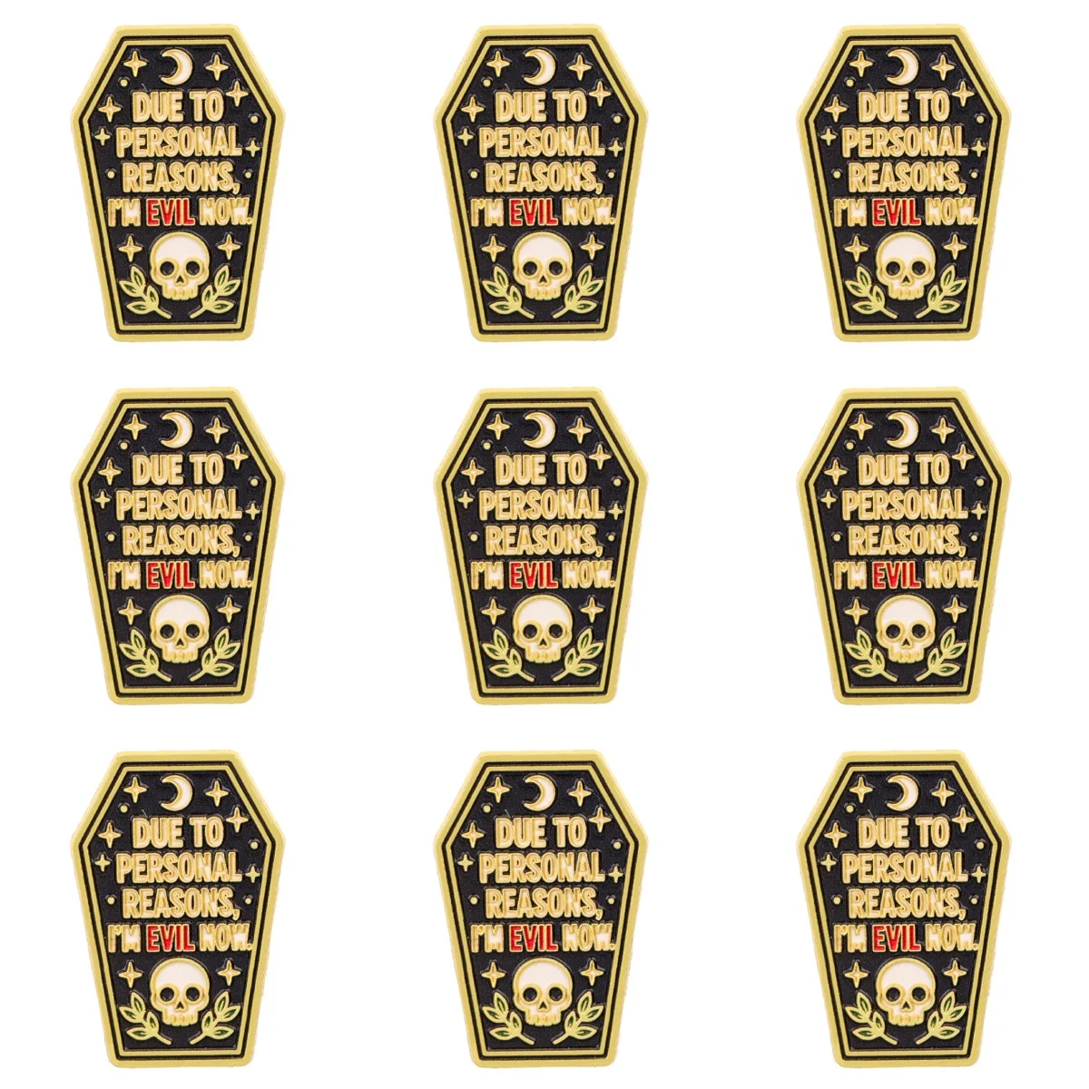 9pcs DUE TO PERSONAL REASONS, I'M EVIL NOW Enamel Brooch Punk Horror Lapel Badge for Clothing Bag Collectible Present