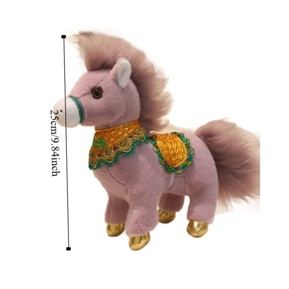 Jouets en peluche cheval mascotte drôle 25cm, cheval du zodiaque chinois porte-bonheur, Animal de dessin animé, poupée en peluche poney mignonne, décoration de maison