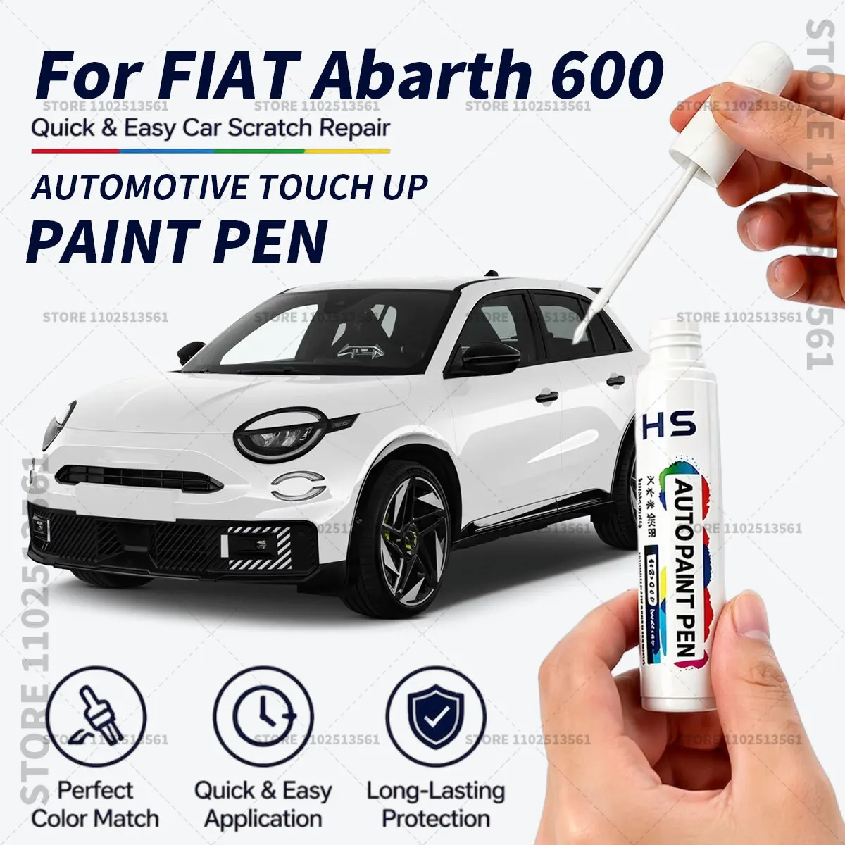 Bolígrafo de Pintura para Retoques de FIAT Abarth 600 600E, Herramienta de Reparación de Arañazos en la Pintura del Automóvil, Verde Ácido, Azul Cielo, Blanco Glaciar, Naranja Arena Metálico
