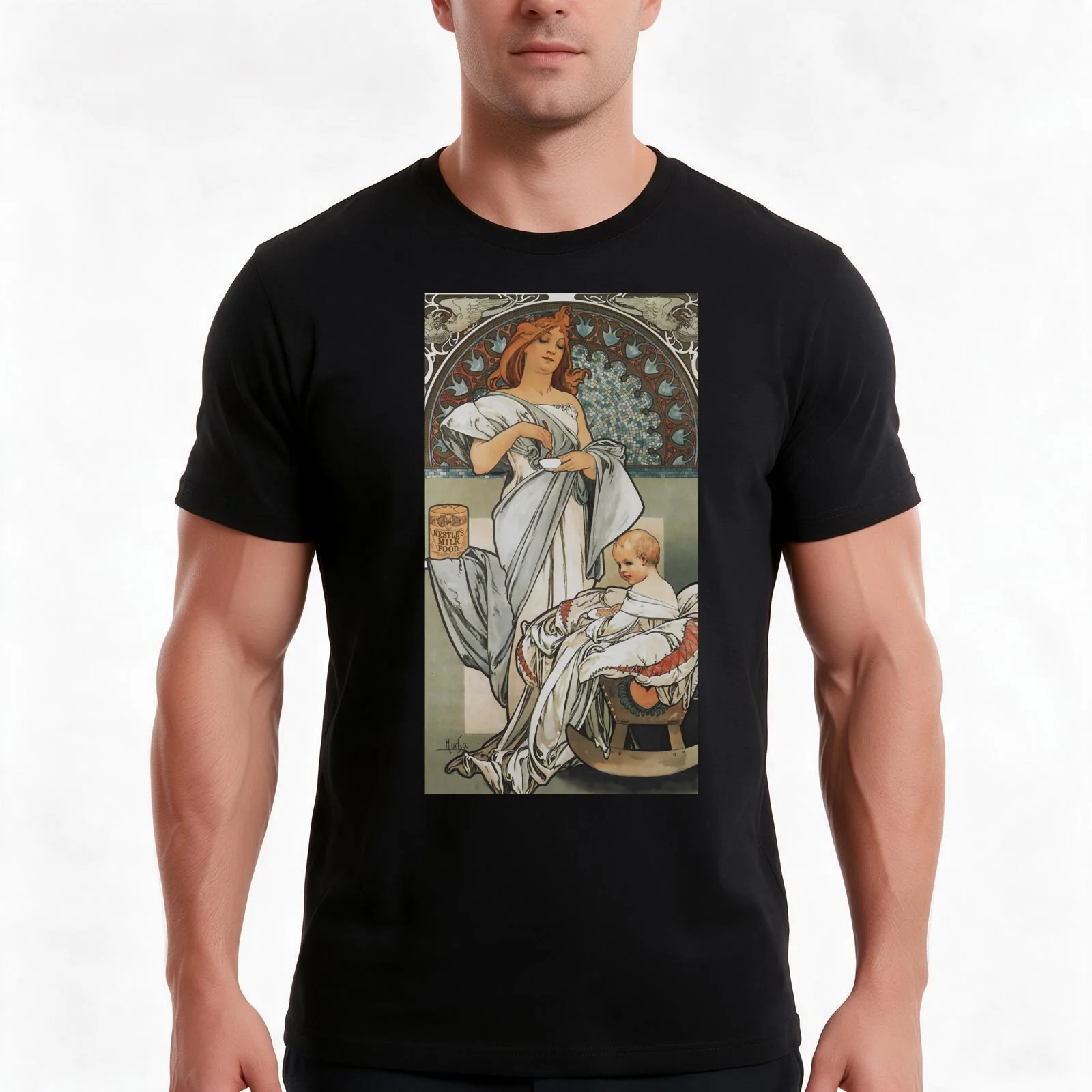 Motherhood by A. Mucha T-Shirt, Summer Casual Cotton Tee, Oversized Streetwear Tops, Vintage Graphic Print, Unisex Men Women