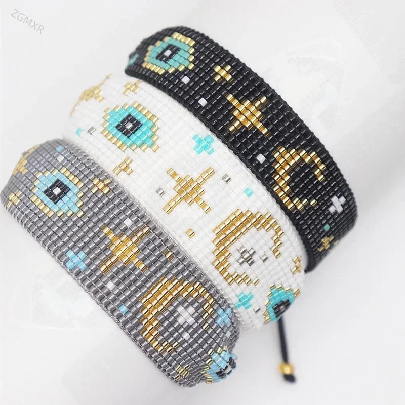 Rice bead bracelet Eye Astral Design Originality Hand knitting Bohemia Adjustable Fashion  Versatile Female Beaded bracelet