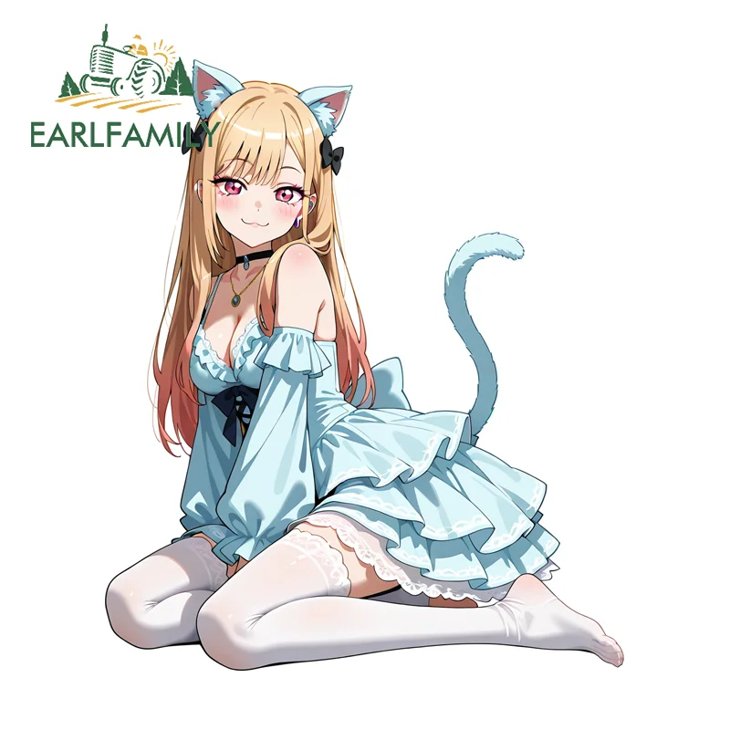 EARLFAMILY Sexy Kitagawa Marin Car Decal Cat Girl Cartoon Decals Occlusion Scratch Practical High Quality Decoration Accessories