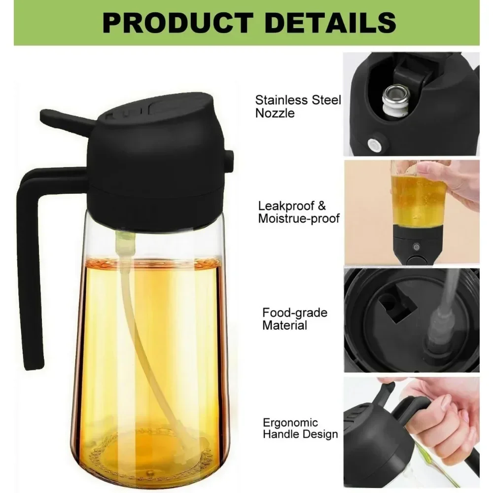 2in1 Plastic Oil Sprayer 500ml Cooking Oil Spray Tank Cruet BBQ Baking Picnic Kitchen Tools 1pc 2pcs Olive Oil Dispenser Bottle
