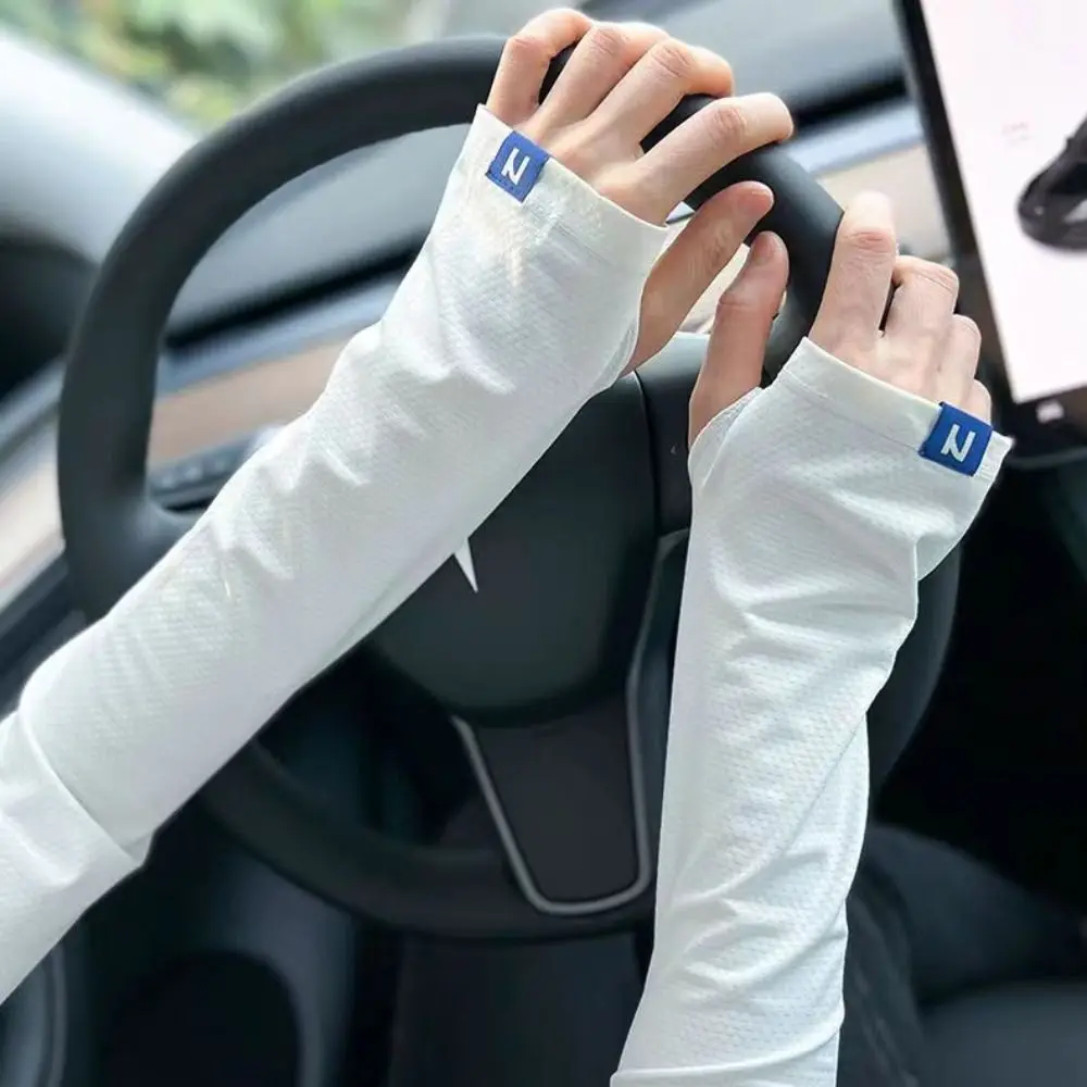 Anti-UV Ice Silk Sleeves Cooling Sleeves Ultraviolet Proof Sunscreen Sleeves Driving Gloves Arm Warmers Thin Long Gloves Summer