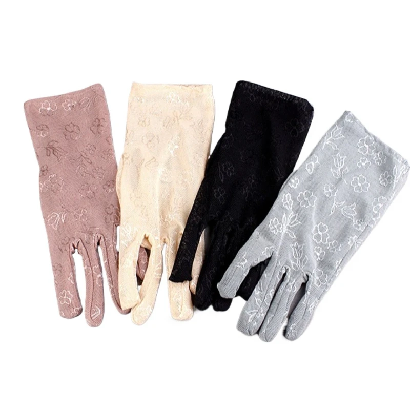 Fashion Women's Flower Lace Gloves Thin Sunscreen Female Short Party Hollow-Out Mittens Summer Work Gloves