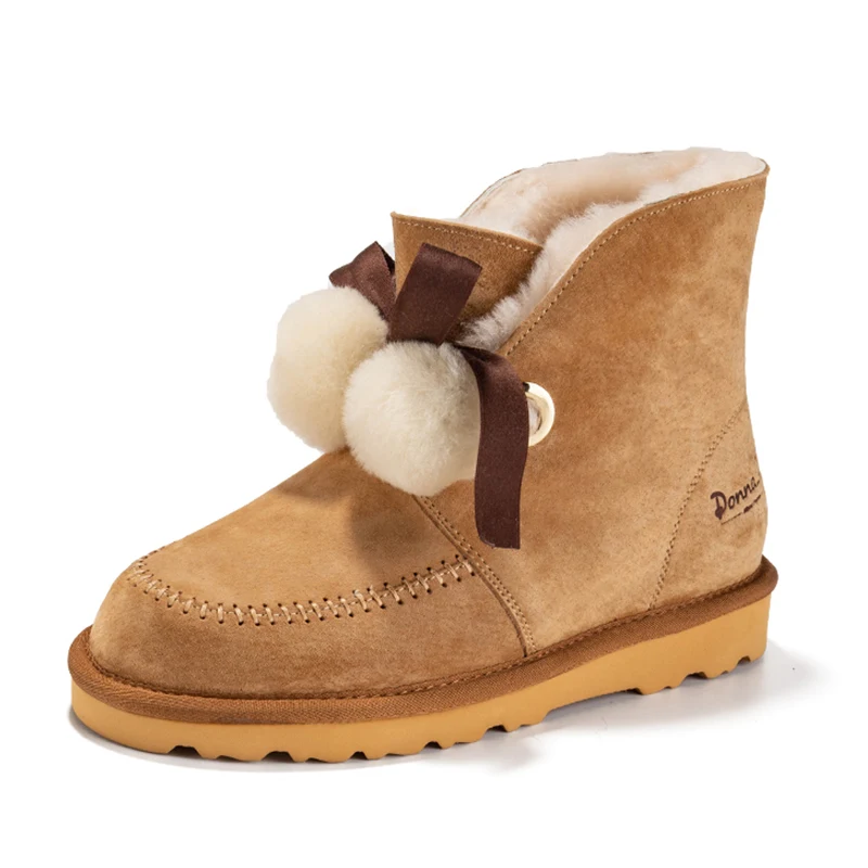 Brand Outlets Donna-in 2024 Autumn Winter Wool Ankle Boots Women Genuine Leather Chelsea Female Shoes Clearance Big Discount