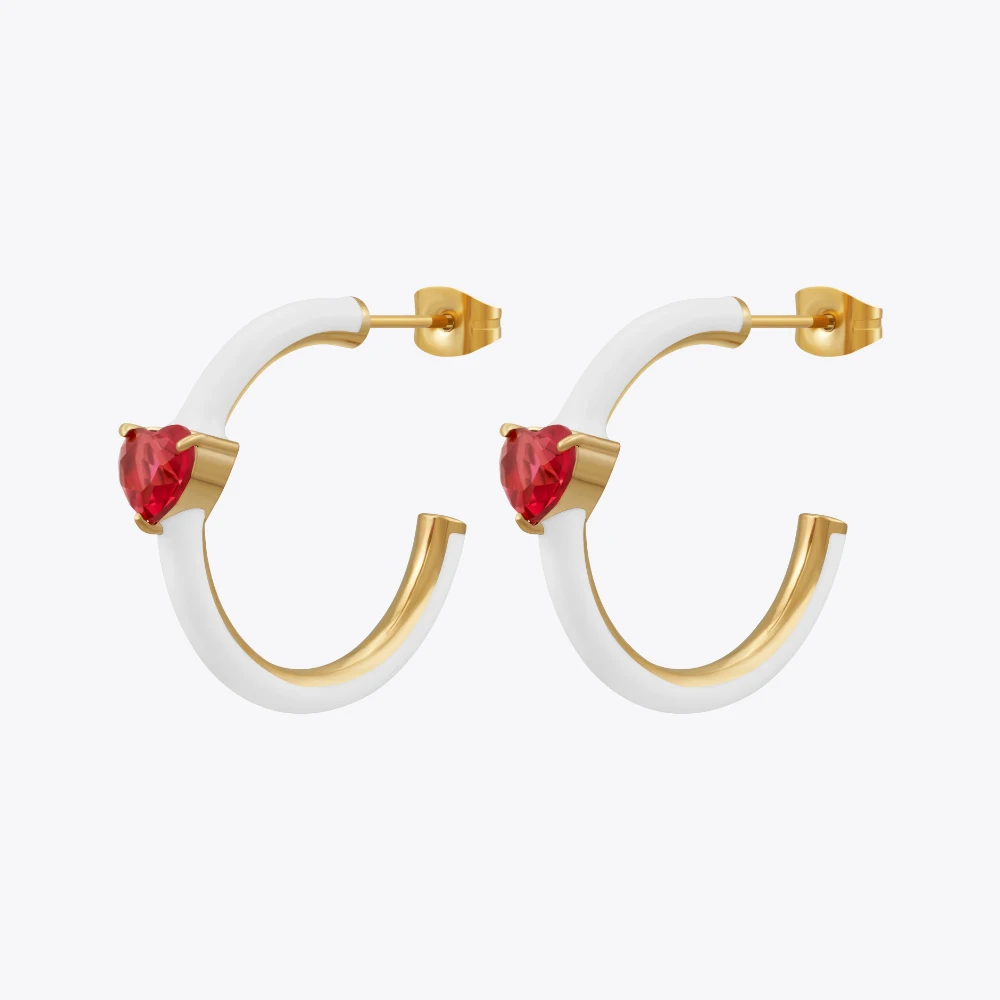 

Enfashion Aros Drip Oil Heart Hoop Earrings Gold Color Stainless Steel Hoops Earings For Women Fashion Jewelry Party E231512