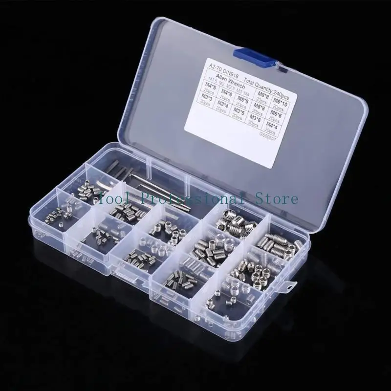 57QF Upgrades Allen Head Screws Hex Socket Head Screws Screw Set for Home Repairs 240pcs Assortment for Fixing Various Items