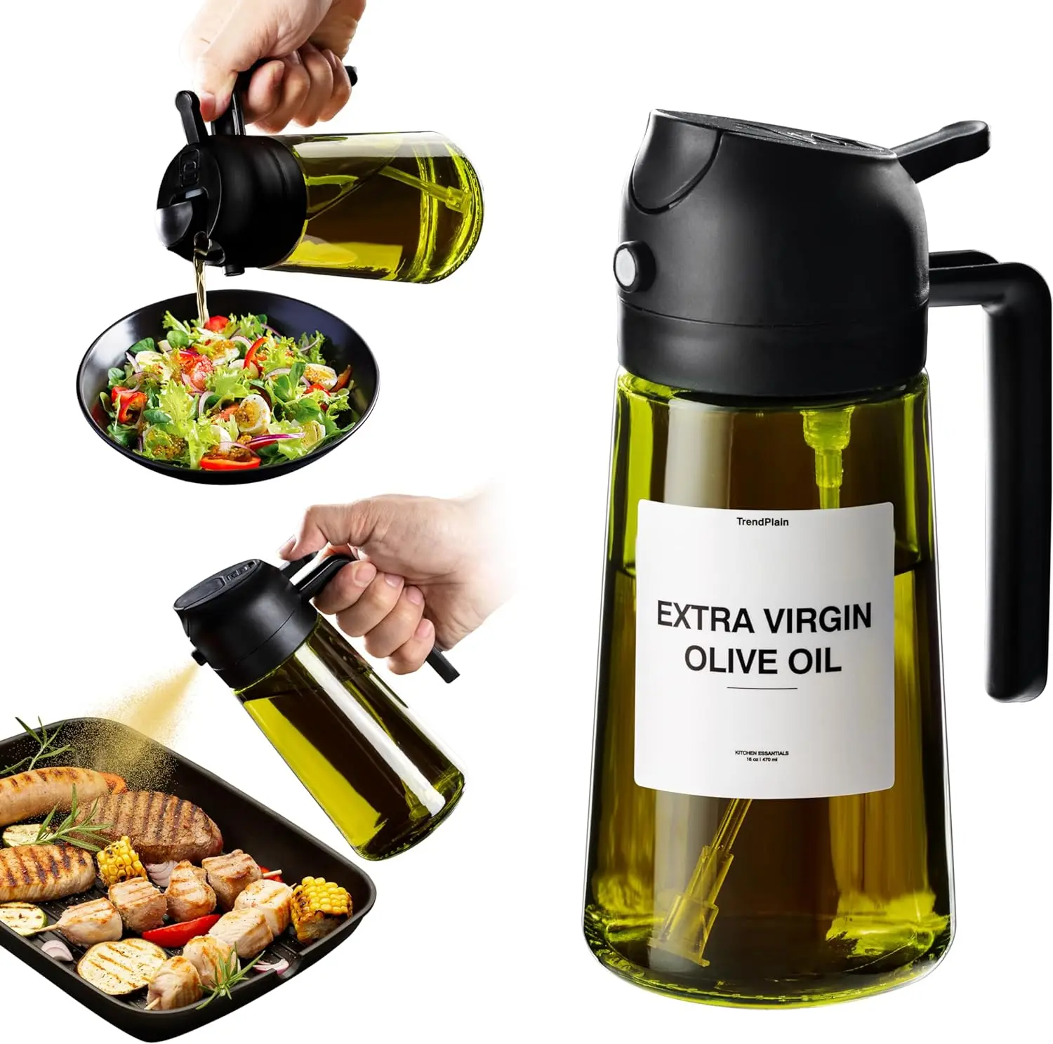 

- Original 16oz/470ml Olive Oil Dispenser Bottle for Kitchen Gadgets and Air Fryer Accessories - Olive Oil Sprayer for Cooking w