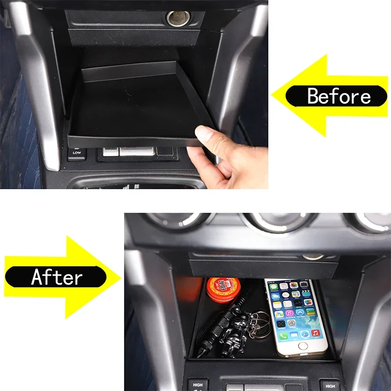 For Subaru Forester 2013-2018 ABS Black Car Center Control Storage Tray Mobile Phone Storage Box Car Accessories