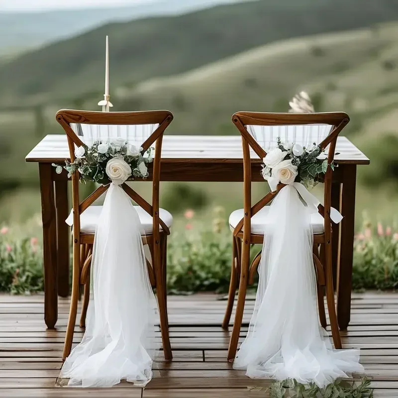 10/50Pcs Wedding Tulle Chair Sashes for Wedding Ceremony Banquet Bridal Party Home Decorations Outdoor Stairs Decoration 2