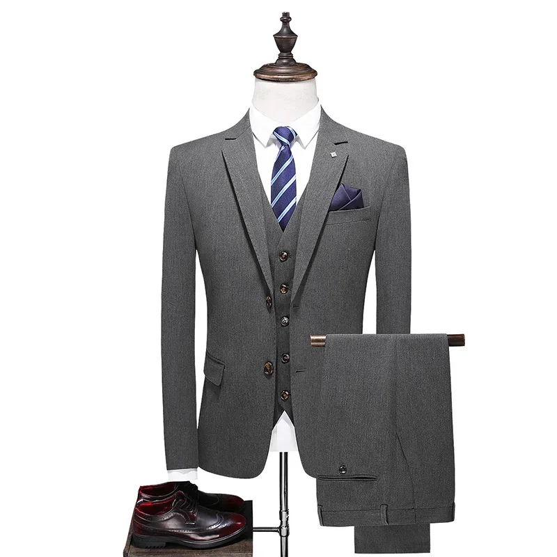 Trajes de boda para hombre solid color formal business three piece set