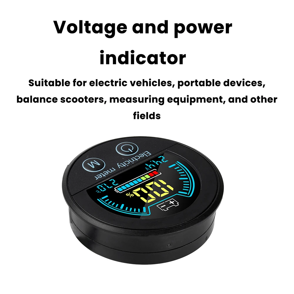 DC 7–100V Round Digital Battery Capacity Indicator Waterproof Voltmeter for Acid, Ternary Lithium Iron Phosphate Battery