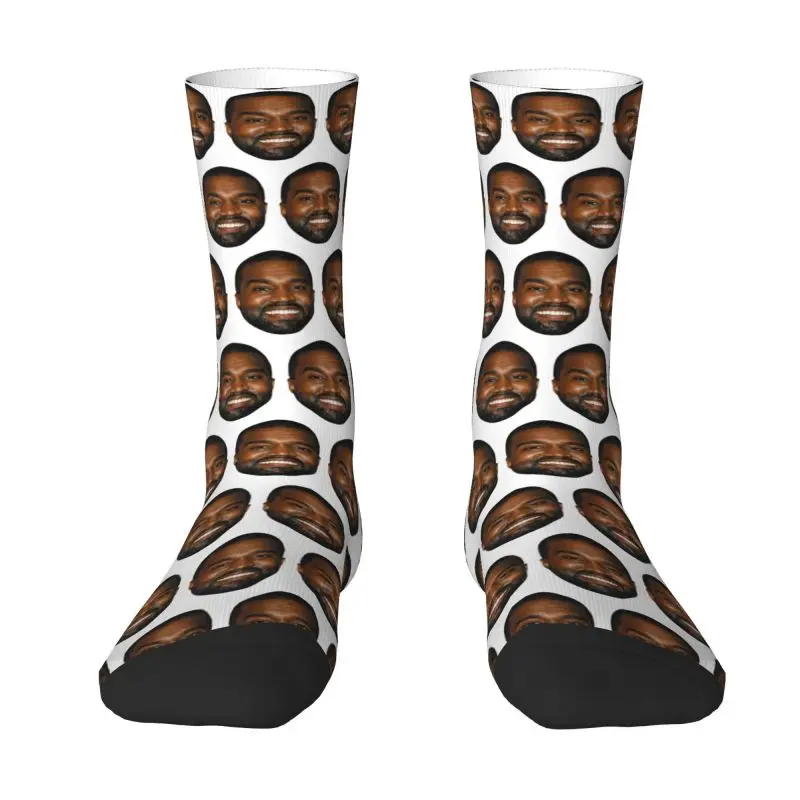 Kawaii Printed Funny Kanye West Meme Socks for Men Women Stretch Summer Autumn Winter Rapper Music Producer Crew Socks