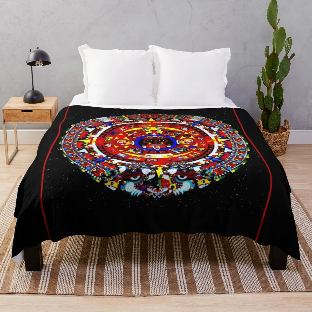 

AZTEC Vintage Calendar Print Throw Blanket Decorative Blankets Blanket Stitch Blanket Plush Fabric Throw Rug