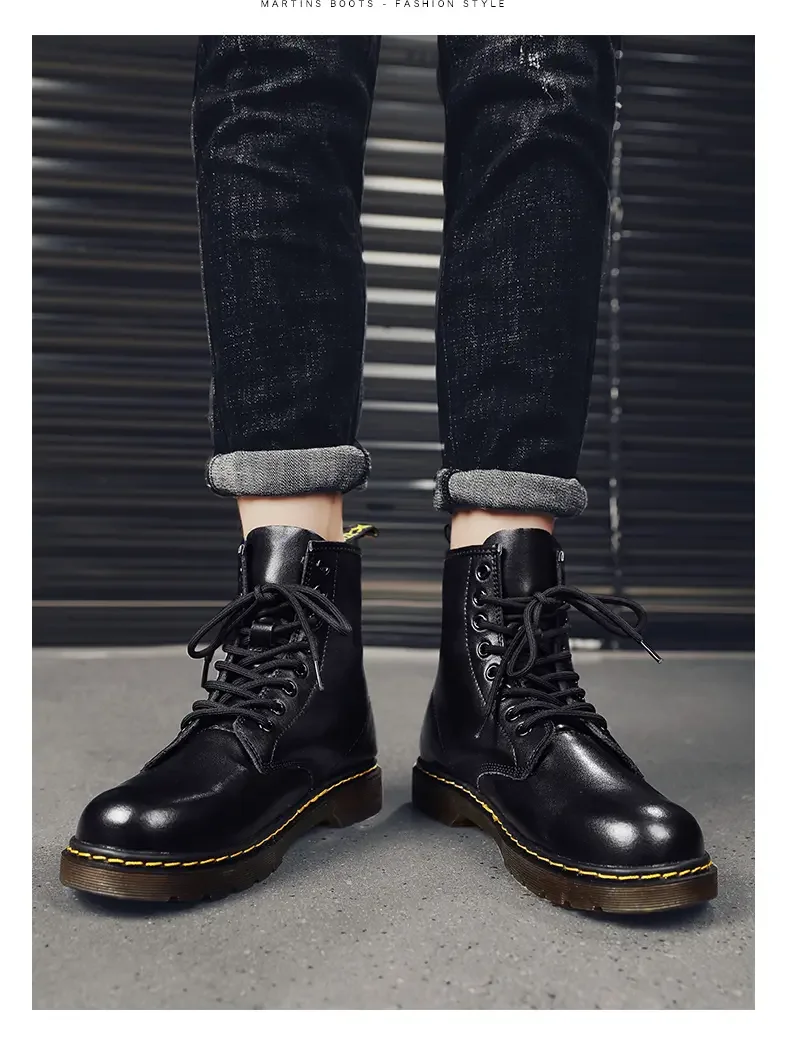 ML 2025 Men's leather classic six-hole boots Fashion British cycling ankle boots outdoor boots - Image 6