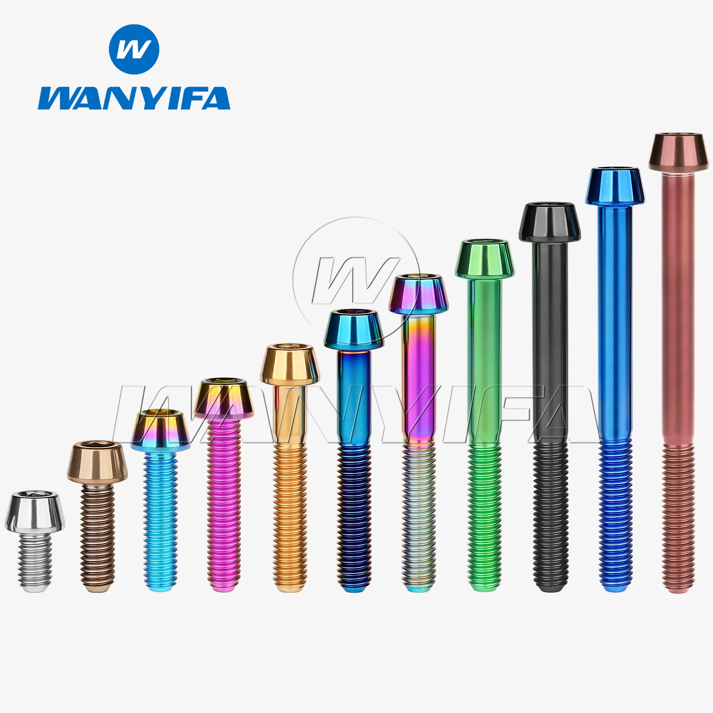 Wanyifa Titanium Bolt M5 x 9 16 18 20 25 30 35 40 45 50 55 60mm Allen Key Taper Head Bolt Screw for Bicycle Stem Seatpost