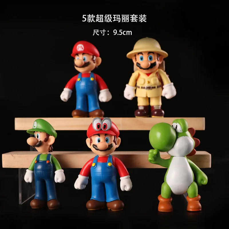 Super Mario Bros PVC Action Figure Toys Dolls Model Set Luigi Yoshi Donkey Kong Mushroom for kids Children\'s holiday gifts