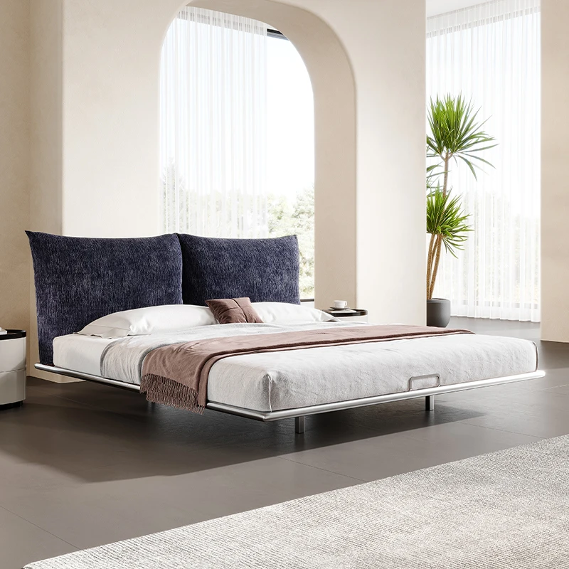 Modern minimalist, steel frame suspension bed 1.8 meters simple soft bag bed