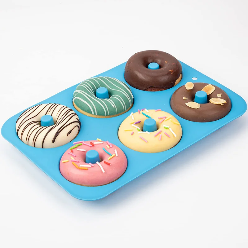 Silicone Donut Mold 6 Doughnuts Food Grade Non-Stick Silicone Baking Pan Dishwasher Safe Heat Resistant and Microwave Safe Mould