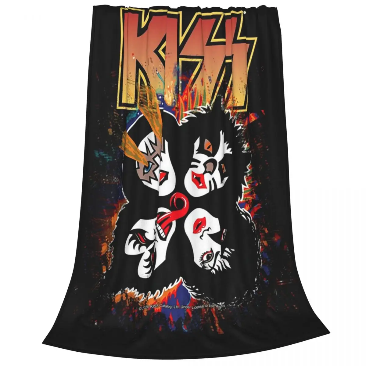 Kiss The Band-Rock And Roll Over Splash Blankets Flannel Sofa Throw Blankets For Home Bedroom Outdoor Throws Bedspread Quilt