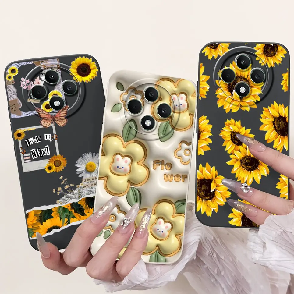 For Oppo Reno12 F FS Back Cover On Reno 12F 5G Reno12F 4G Coque Funda Flower Butterfly Women Fashion Phone Case Liquid Silicone