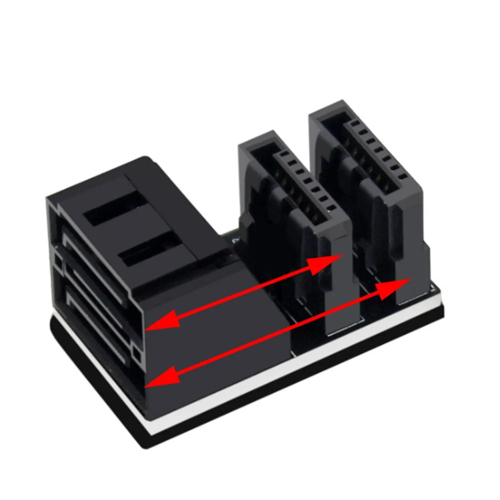 1Pcs Double SATA 7Pin Female to Double 7Pin Male 90 Degree Angled Adapter Mainboard SATA Adapter for Desktops SSD HDD
