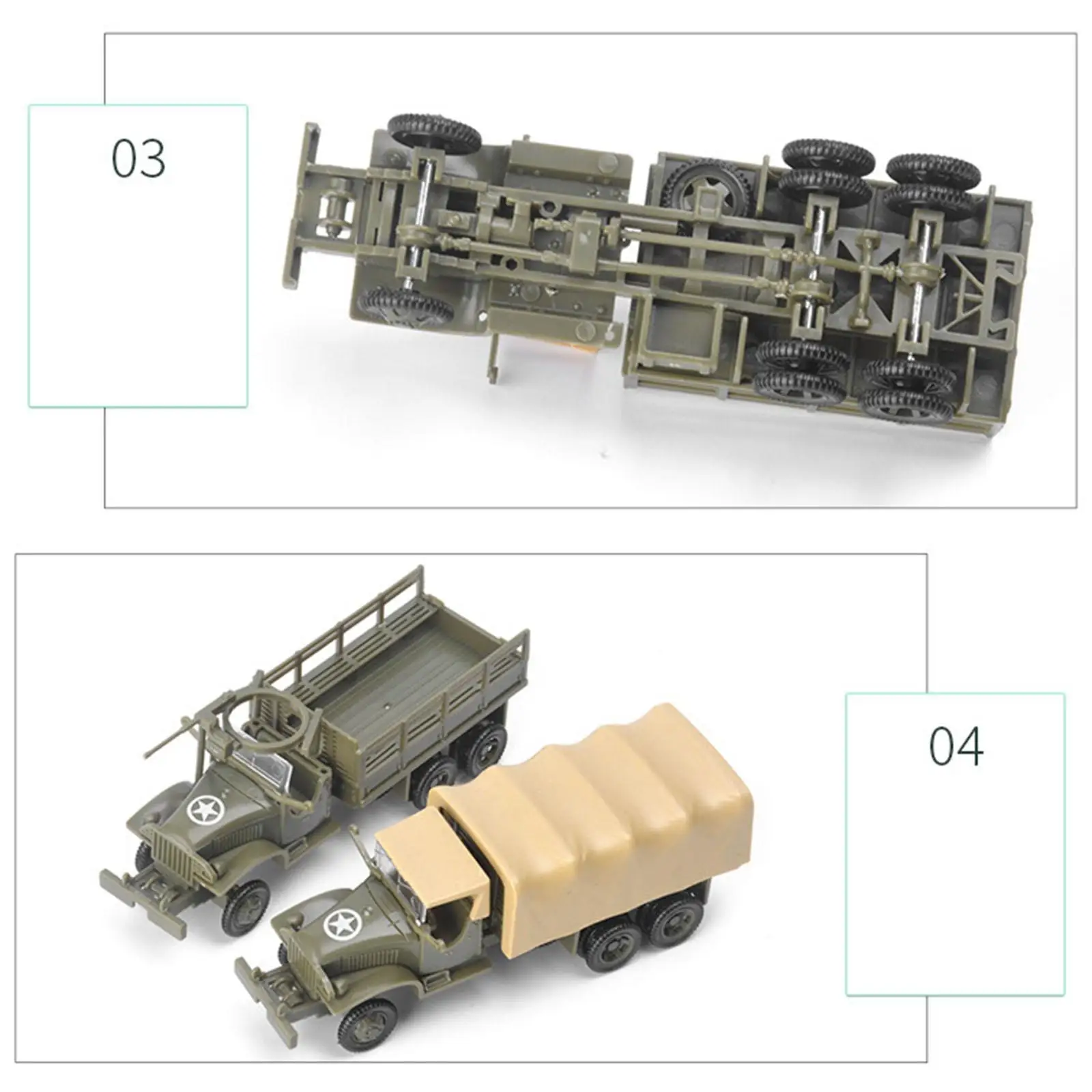 2 ชิ้นการจําลอง 1:72 4D ประกอบรถบรรทุกรุ่นของเล่น Micro