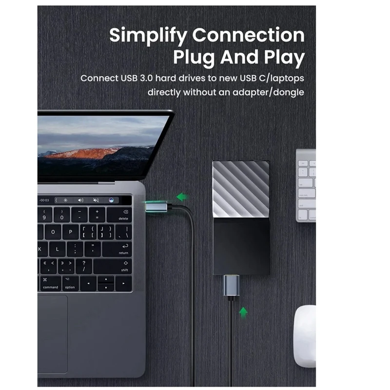 ABSJ-typec a Micro-USB 3,0 Cable 5Gbps 5A Cable de carga rápida para disco duro Cable conector Typec a Micro-B