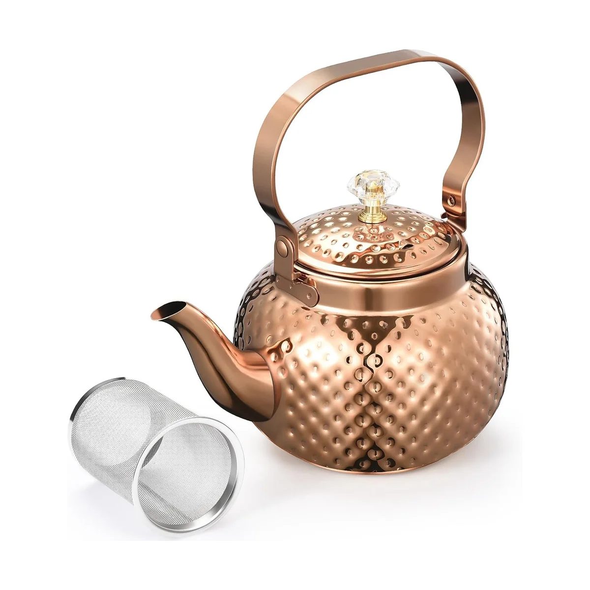 Stainless Steel Teapot with Infuser 1.2 L,Kettle Teapot with Removable Filter-for Filtering Tea Or Other Teas,Bronze