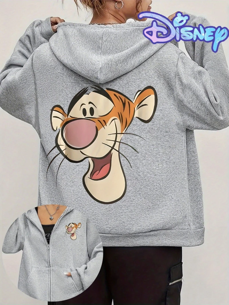 

Potdemiel Winnie the Pooh Tigger Cartoon Hoodie with Pockets Cozy Gray Sweatshirt for Women Casual Fall/Winter Wear Long Sleeve