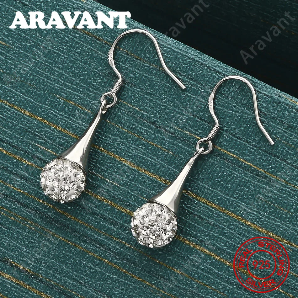 925 Sterling Silver Round Zirconia Long Earrings - Unique Gift For Women, Versatile For Events And Jewelry