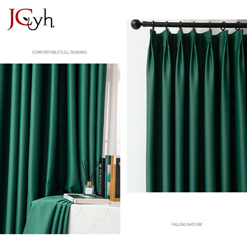 JCyh Luxury Blackout Curtains for Living Room Bedroom Ready-made Blinds Curtain for Window Cortinas Rideaux High-shading 95%