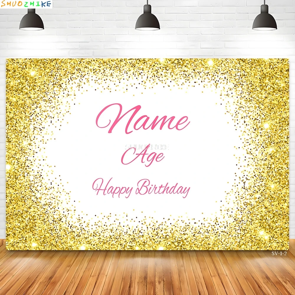

Custom Name Happy Birthday Photography Backdrops Text Anniversary Baby Shower Banner Newborn Kid Photo Studio Background SK-16