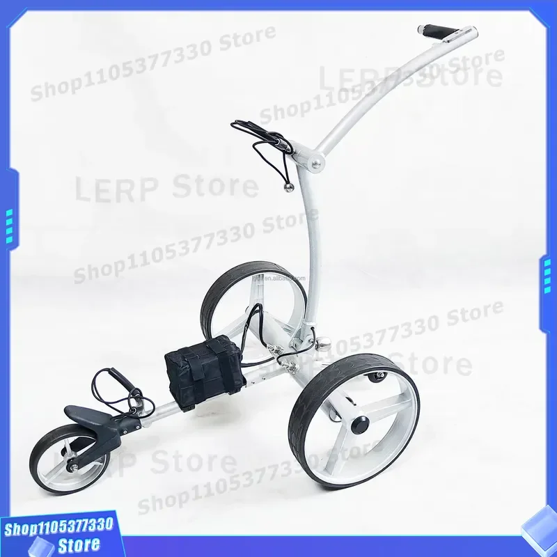 Electric Golf Bag Cart Portable Trolley for Course Walking Lightweight Foldable Push Pull Carrier with Wheels for Men Women