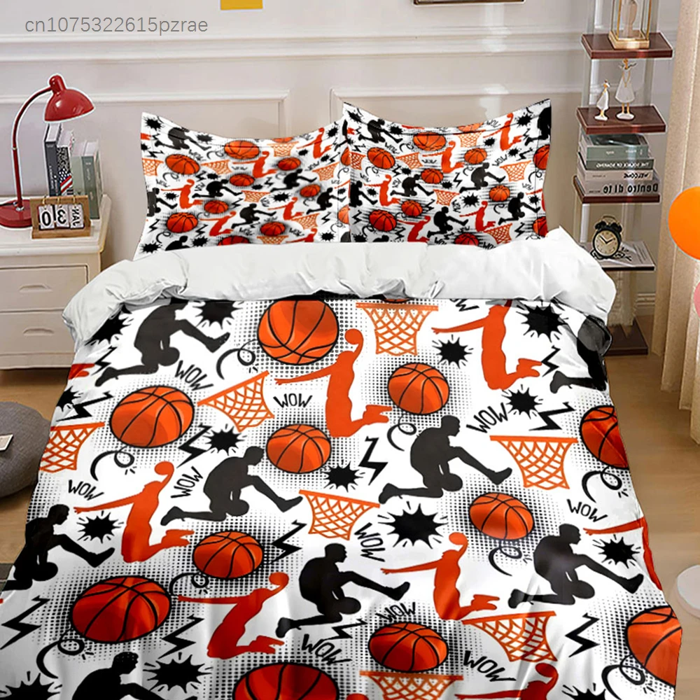 Basketball-Themed Three-Piece Decor Set Multiple Sizes kid's And adults' Bedroom Exquisite 3PC Bedding set, Gift