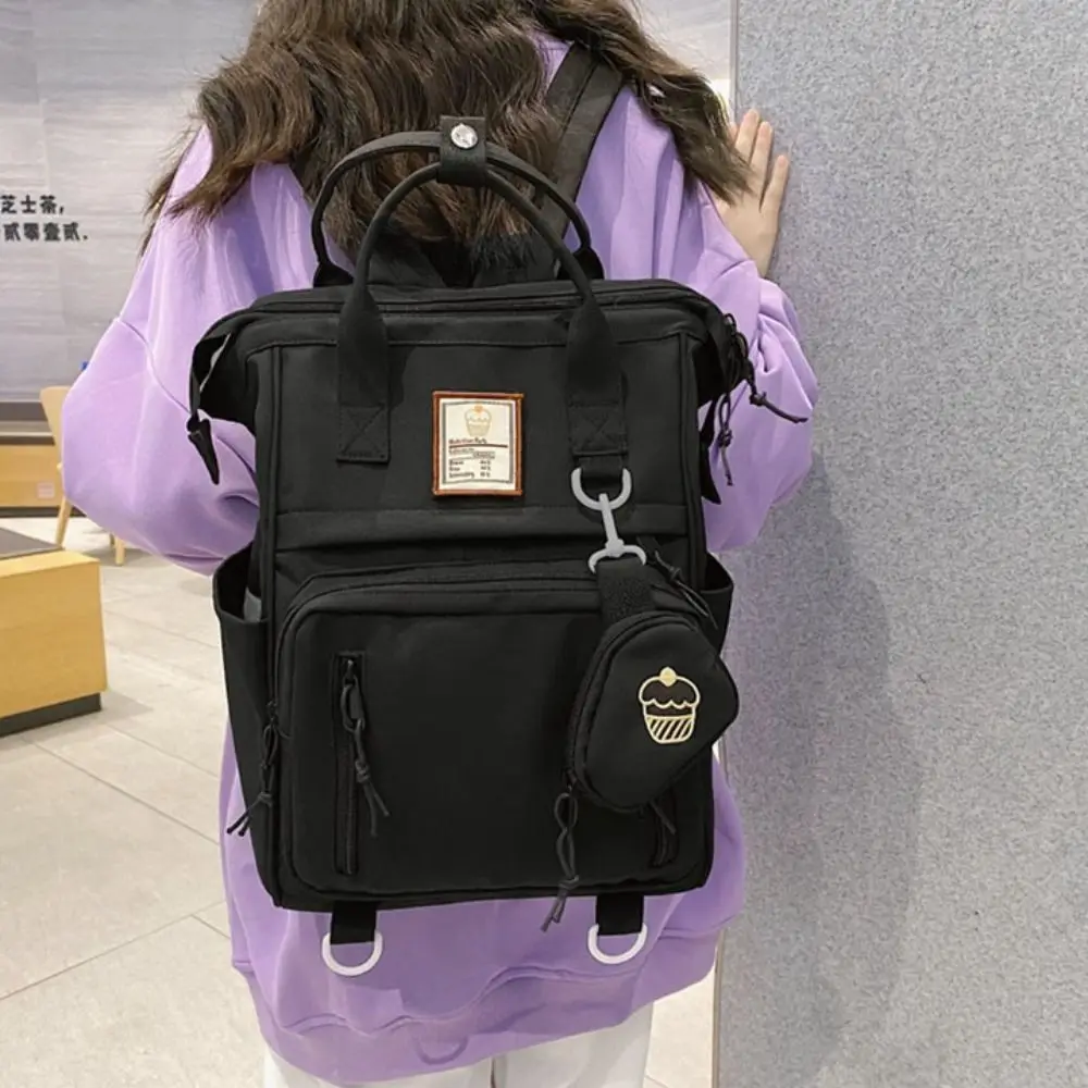 Daypack Portable Laptop Backpack Large Capacity Korean Style College School Bag Nylon Waterproof Ins Shoulder Bag Women