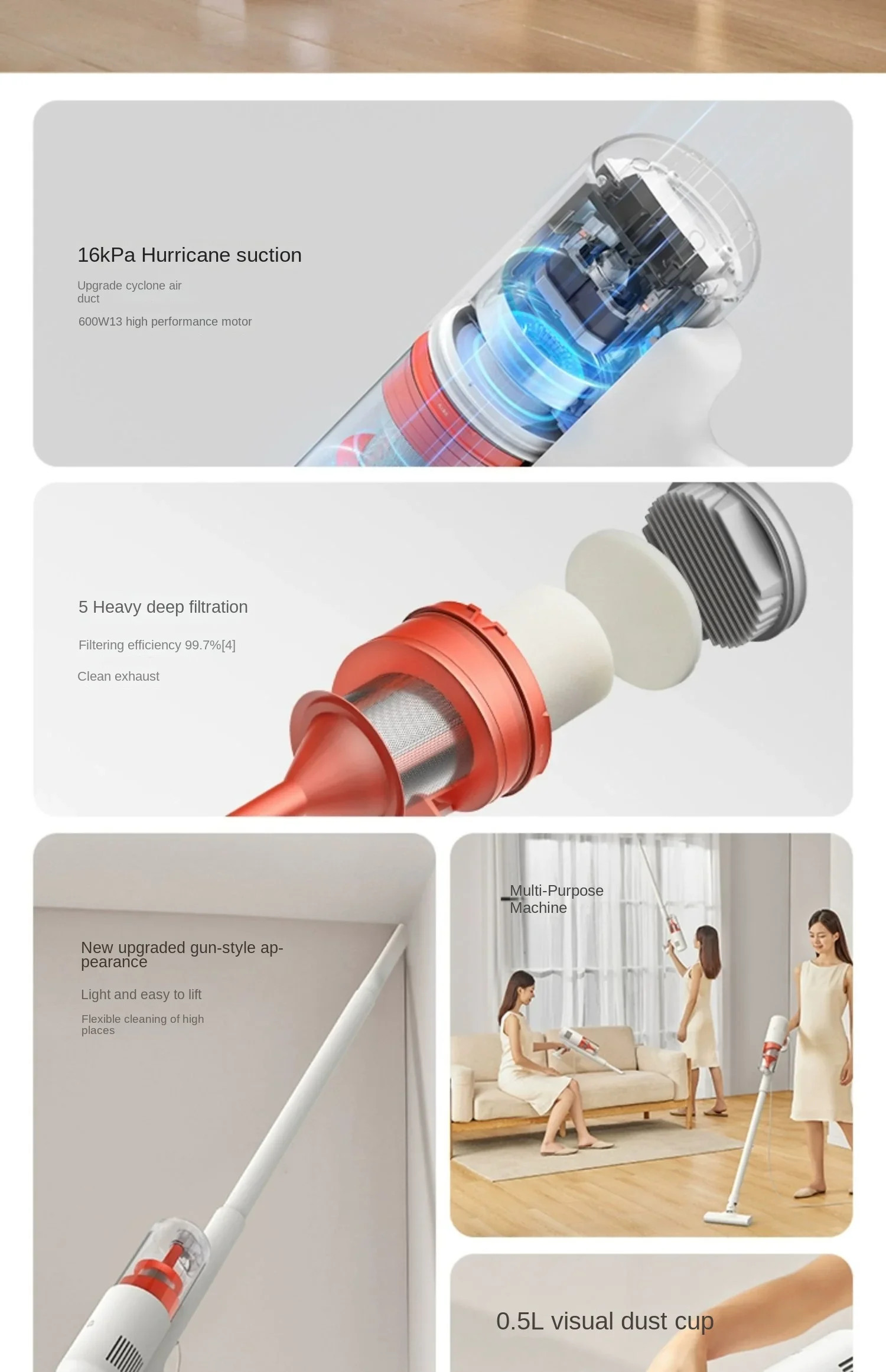 XIAOMI MIJIA hand-held wired vacuum cleaner 2 Household small large suction strong vacuum cleaner  пылесос для дома 습식청소기 산업용