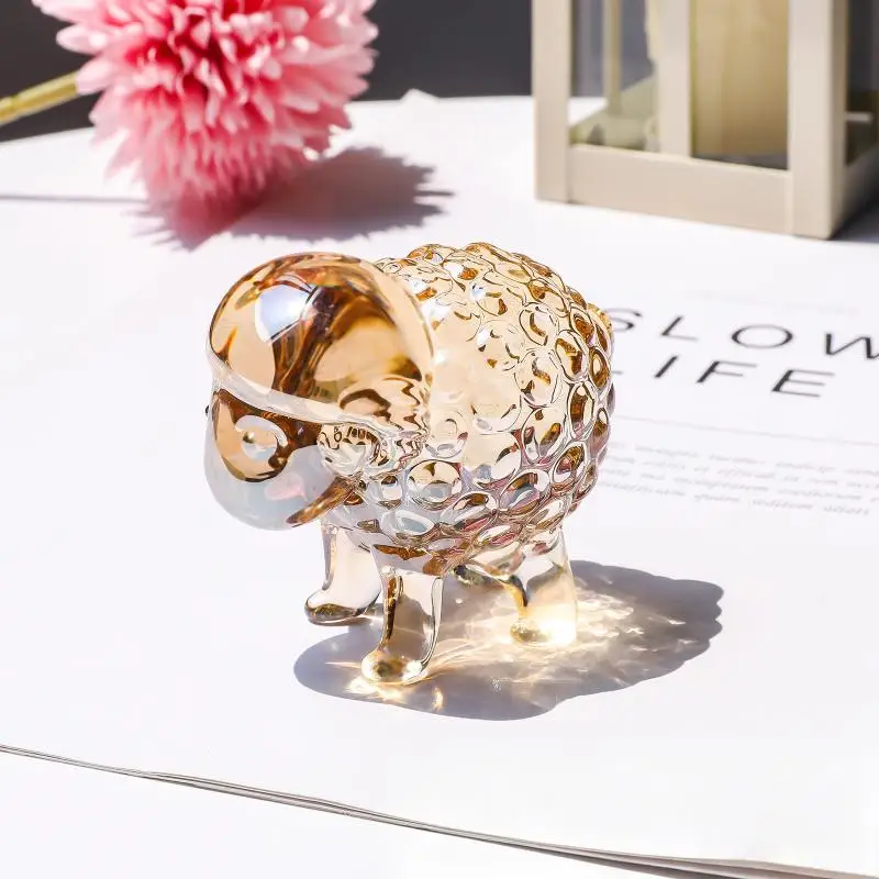 Bookshelf Office Ornament Sheep Decor Feng Shui Bring Fortune Crystal Sheep Figurine 2027 Zodiac Sheep Statue Home Desktop