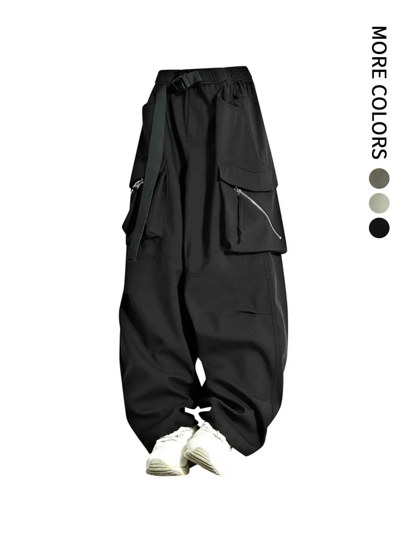 

Men's Plain Regular Style Overalls with Drawstrings and Elastic Waistband, Large Flap Pocket Pants Design, Casual Pants, Suitable for Summer Basketball, Beach Vacation, Daily Travel, Fitness and Other Scenes, Men's Overalls